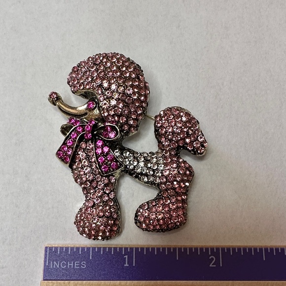 Pink Rhinestone Poodle Brooch |Modern - Picture 4 of 4